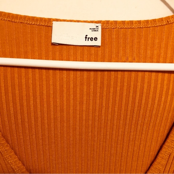 ARITZIA Wilfred V- neck Mustard Orange Ribbed Knit Mini Dress Medium NWOT - Picture 7 of 8